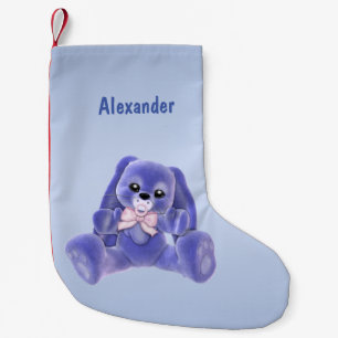 Cute Blue Bunny Rabbit Small Christmas Stocking