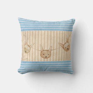 Cute Blue Bunny Rabbit Stripe Cushion