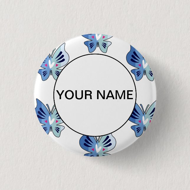 Cute Blue Butterflies 3 Cm Round Badge (Front)