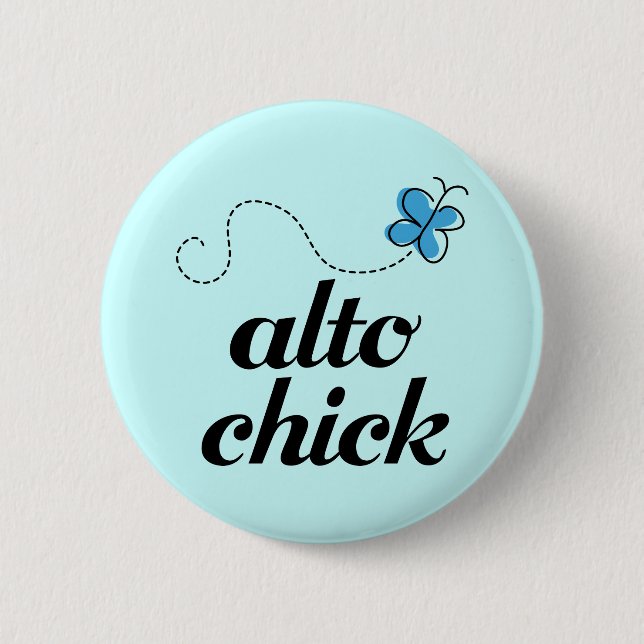 Cute Blue Butterfly Music Alto Chick Gift 6 Cm Round Badge (Front)