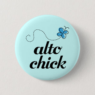 Cute Blue Butterfly Music Alto Chick Gift 6 Cm Round Badge