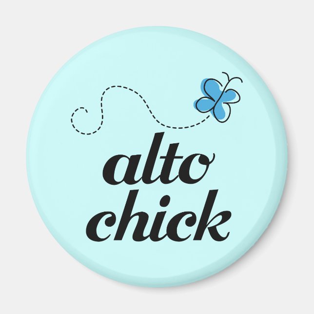 Cute Blue Butterfly Music Alto Chick Gift Magnet (Front)