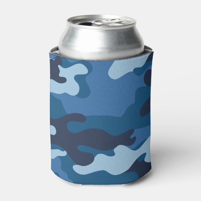 Cute Blue Camouflage Can Cooler (Can Front)