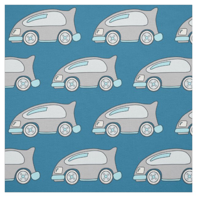 Cute Blue Car Pattern Fabric for Kids (Swatch)