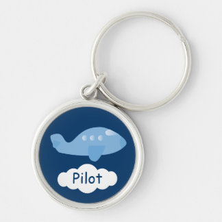 Cute Blue Cartoon Plane Customisable Pilot Key Ring