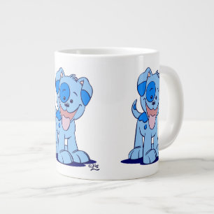 Cute Blue Cartoon Puppy Large Coffee Mug