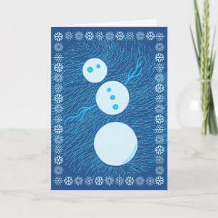 Cute Blue Cartoon Snowman Winter Christmas Holiday