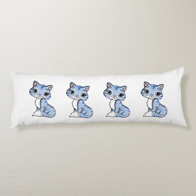 Cute blue cat cartoon body cushion (Back)