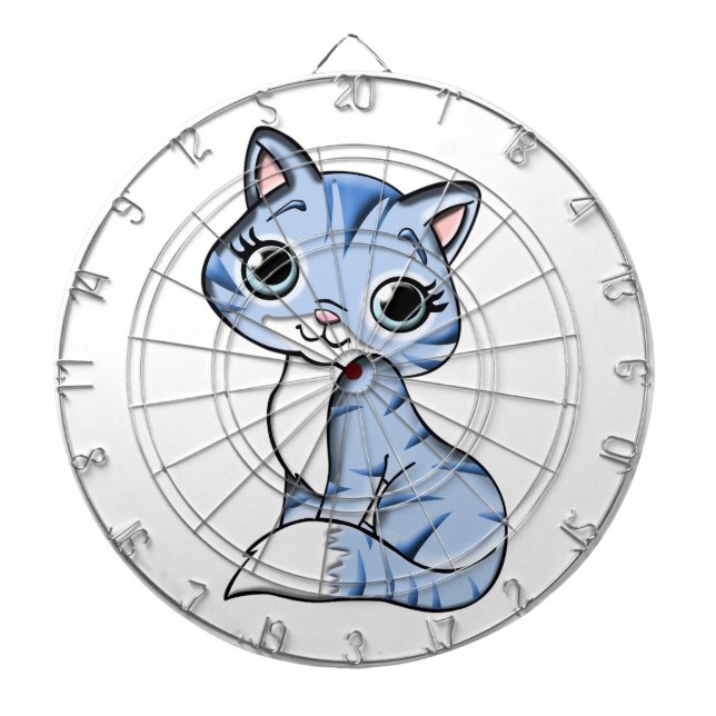 Cute blue cat cartoon dartboard (Front)