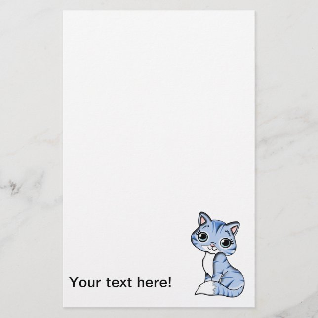 Cute blue cat cartoon stationery (Front)