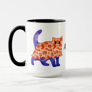 Cute Blue Cat In Halloween Costume 2 Mug