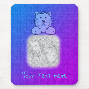 Cute Blue Cat Your Photo Personalised Mouse Pad