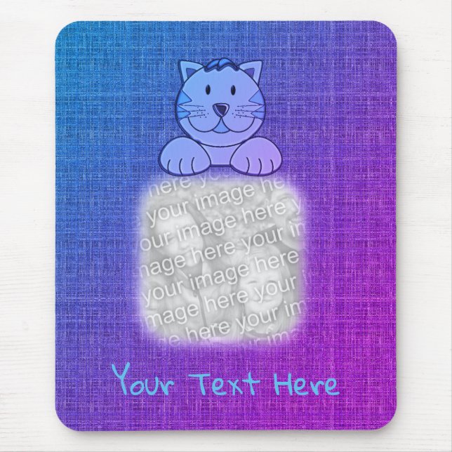 Cute Blue Cat Your Photo Personalised Mouse Pad (Front)