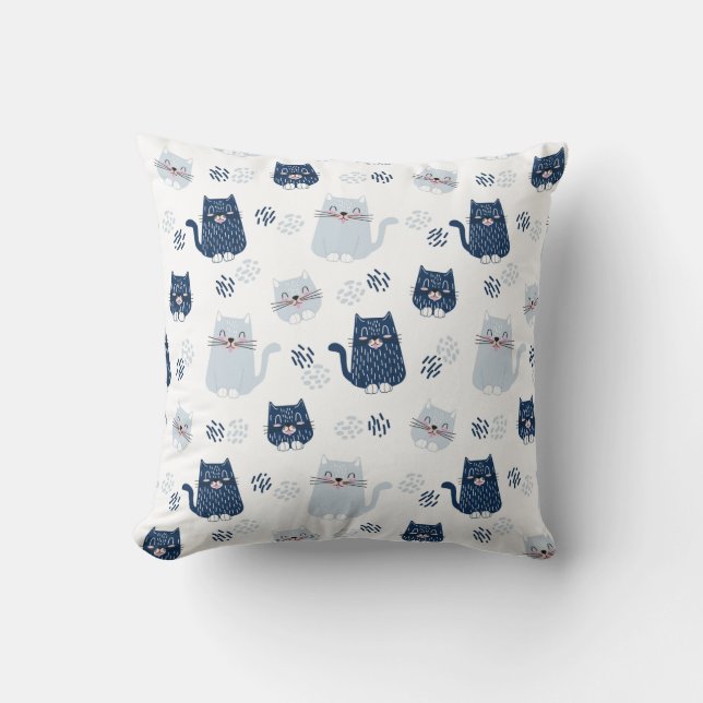 Cute Blue Cats  Cushion (Front)
