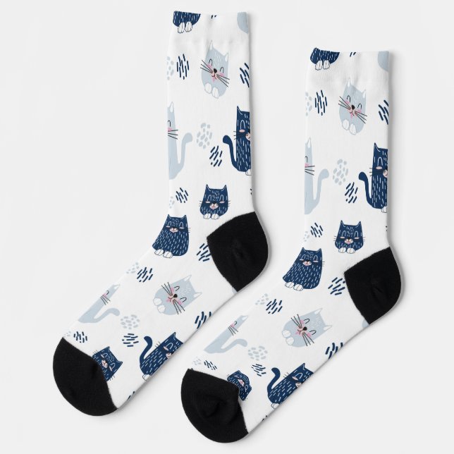 Cute Blue Cats Socks (Left)