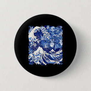 Cute Blue Cats Wave For Kamala Funny Blue Wave Of  6 Cm Round Badge