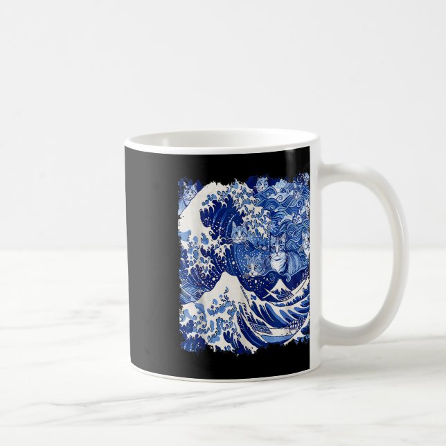Cute Blue Cats Wave For Kamala Funny Blue Wave Of  Coffee Mug (Right)