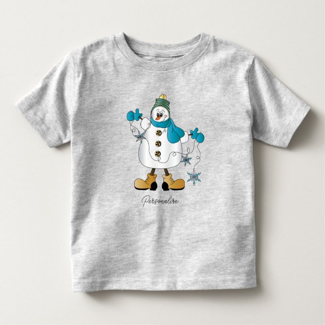 Cute Blue Christmas Snowman   Toddler T-shirt (Front)