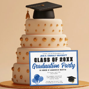 Cute Blue Class of 2025 Modern Graduation Party Invitation