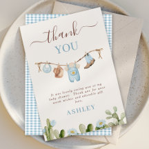 Cute Blue Clothesline Cactus Cowboy Baby Shower