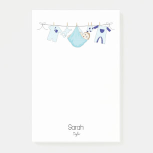 Cute Blue Clothesline illustration Modern Post-it Notes