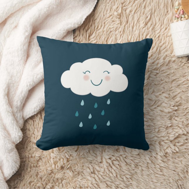 Cute Blue Cloud Raindrops Baby Cushion (Blanket)