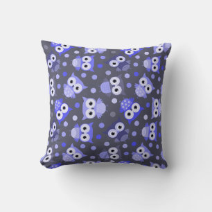 Cute blue colorful owl pattern cushion