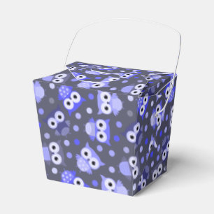 Cute blue colourful owl pattern favour box