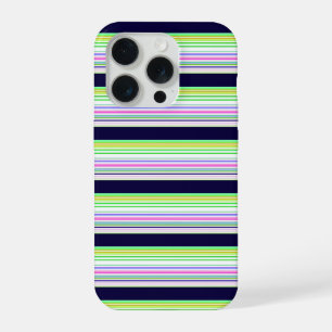Cute blue colourful stripes iPhone 15 pro case
