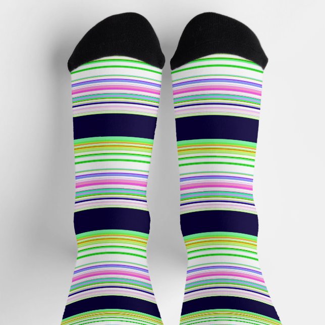 Cute blue colourful stripes socks (Top)