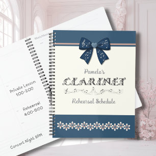 Cute Blue Coquette Bow Clarinet Band Planner