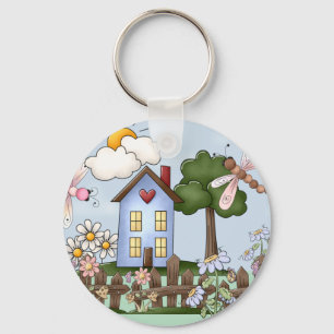 Cute Blue Country House in the Sunshine Key Ring