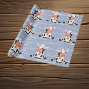 Cute Blue Cow Wrapping Paper