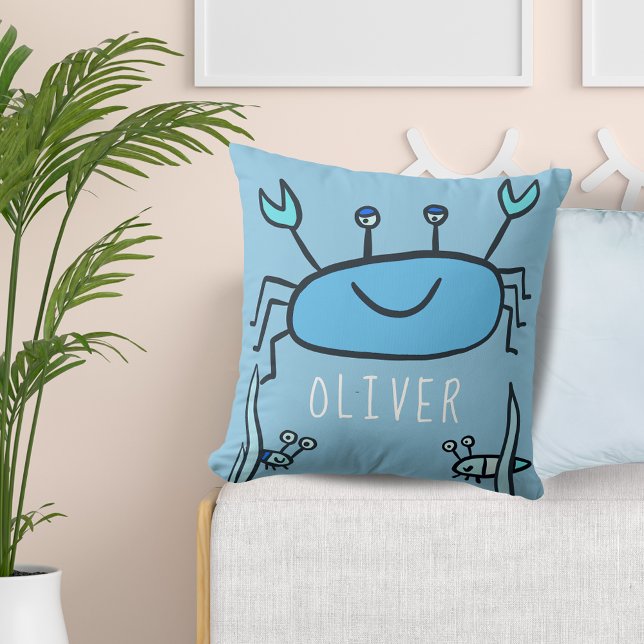 Cute Blue Crab Sea Animal Boy Name  Cushion (Creator Uploaded)