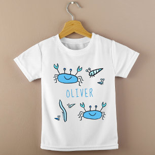 Cute Blue Crab Sea Animals Boy Name T-Shirt
