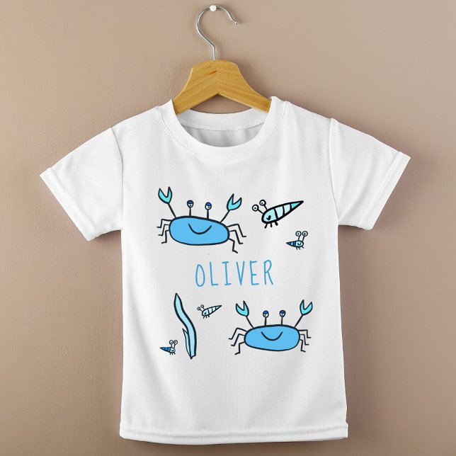 Cute Blue Crab Sea Animals Boy Name T-Shirt (Creator Uploaded)