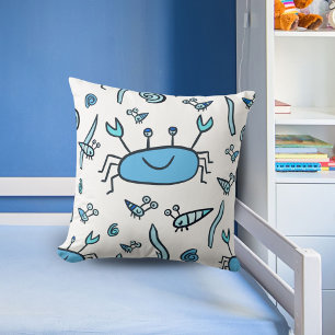 Cute Blue Crab Sea Animals Pattern Boy Cushion