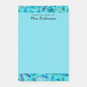 Cute Blue Crayons Teacher From the Desk of 4 x 6 Post-it Notes