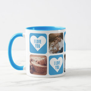 Cute Blue Custom Photo I Love You Mug