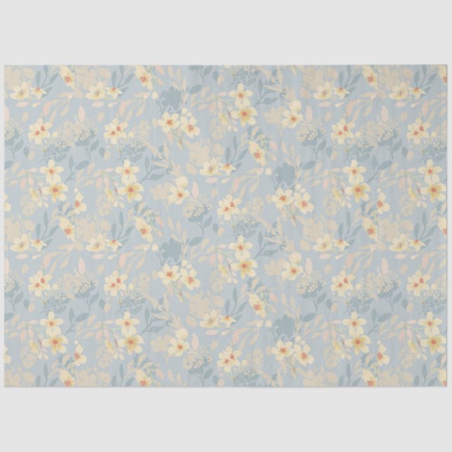 Cute Blue Daisy floral decoupage Tissue Paper (Front)
