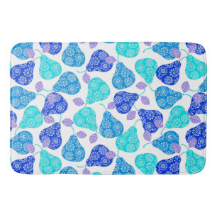 Cute blue' decorative pears pattern bath mat
