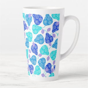 Cute blue decorative pears pattern latte mug