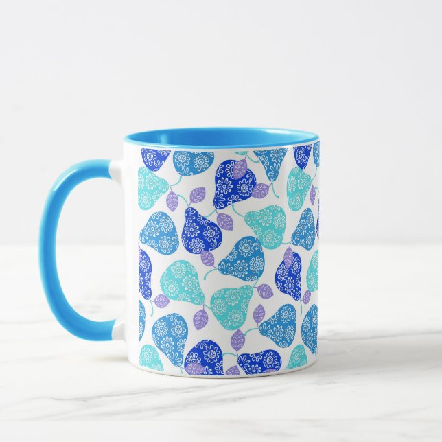 Cute blue' decorative pears pattern mug (Left)