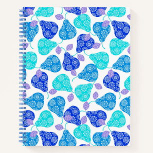 Cute blue' decorative pears pattern notebook