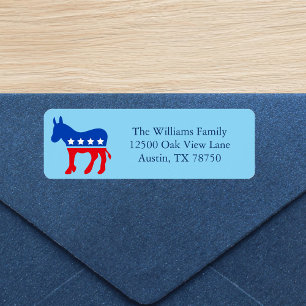 Cute Blue Democrat Donkey Political Return Address Return Address Label