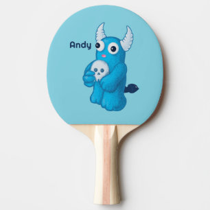 Cute Blue Demon - Fun Whimsigoth Kids Name Ping Pong Paddle