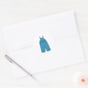 Cute Blue Denim Overalls Dungarees Classic Round Sticker