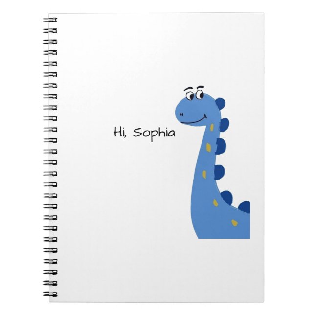 Cute Blue Dinosaur - Custom Name Sophia Notebook (Front)