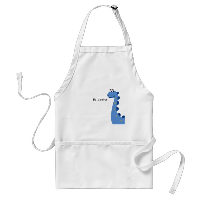 Cute Blue Dinosaur - Custom Name Sophia Standard Apron (Front)