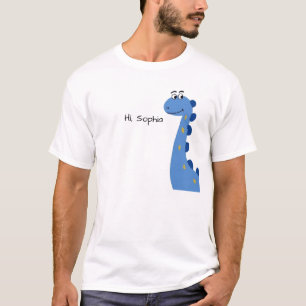 Cute Blue Dinosaur - Custom Name Sophia T-Shirt